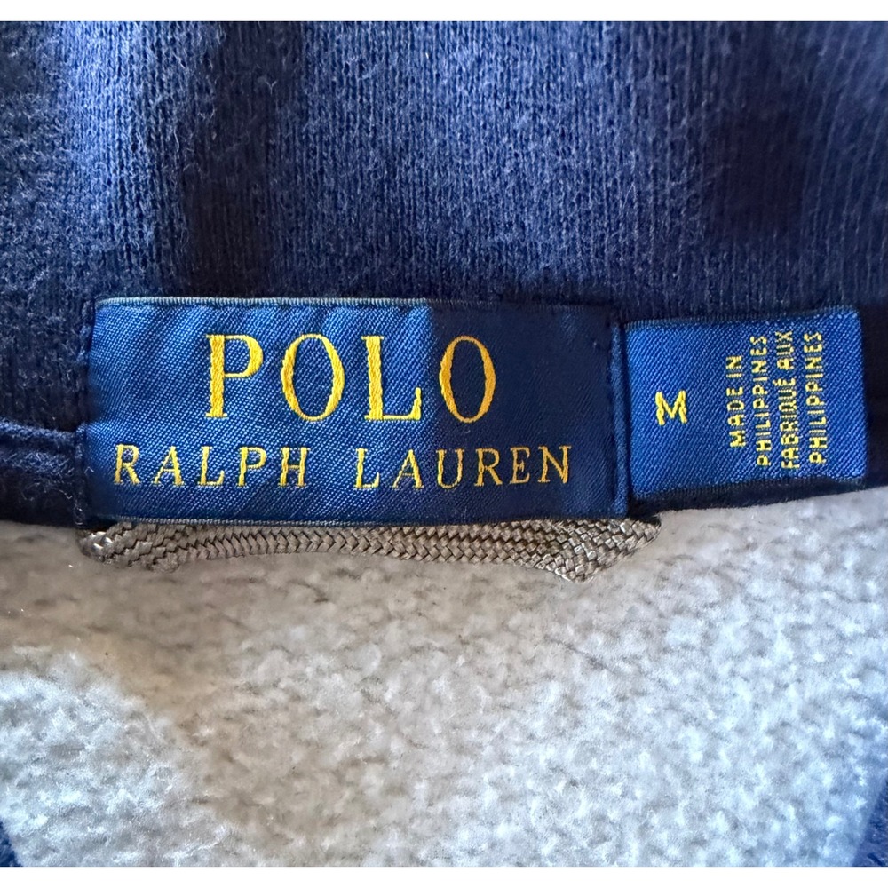Polo Ralph Lauren Mens M Fleece Varsity Jacket Navy Grey P67 Patch Letterman RL - Picture 7 of 10